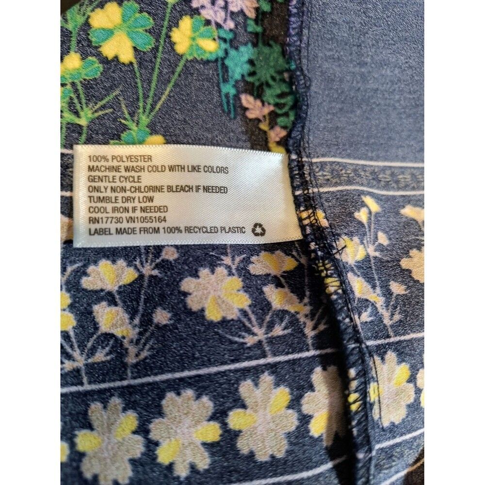 Merona Navy Blue Floral Border Shift Dress Size XS Short Sleeve Keyhole Cut Out - Picture 6 of 6